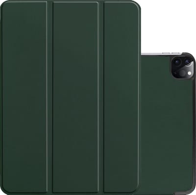 Hoes - Geschikt voor Apple iPad Pro (2021) - 11 inch - 3e generatie - Dun & Stevig - Trifold Bookcase - Hard Cover - Hardcover Book Case - Tablet Hoesje - Donkergroen