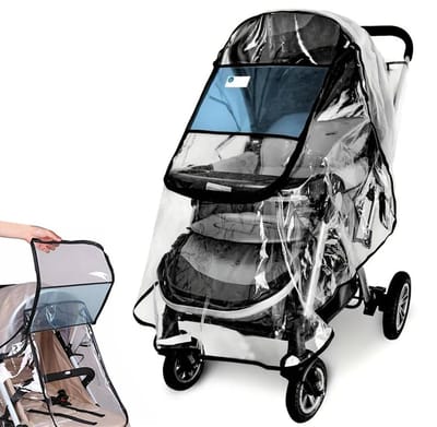 Regenhoes voor buggy - Regenhoes Kinderwagen - BPA vrij - Universele Regenhoes Kinderwagen met Kijkvenster - Regenhoes Kinderwagen Universeel - Buggy Hoes - Kinderwagenaccessoire - Buggy Regenhoes - Wandelwagen - Transparant - EVA Regenhoes