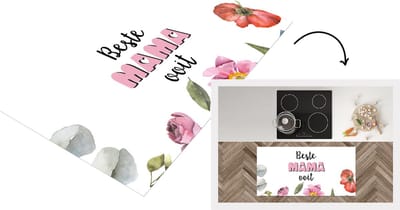 Keukenloper - Loper keuken - Spreuken - Quotes Beste Mama Ooit - Cadeau moeder - Moederdag - Bloemen - 120x60 cm - Keukenloper vinyl
