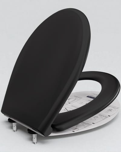 CECIPA Max WC-bril O Vorm - Duroplast Toiletbril met deksel - Softclose - Easy Clean functie - Belastbaar tot 150 kg - Universeel - Zwart