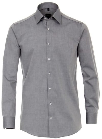 Venti - Heren Overhemd - Poplin - Strijkvrij - Regular fit - Grijs