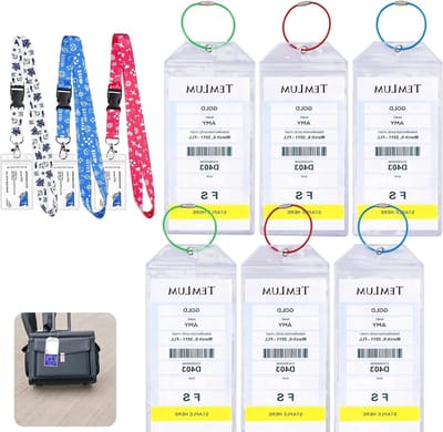 6-delige Kofferlabelhouders en 3-delige Lanyards met Kaarthouders - Waterdichte PVC Reisaccessoires voor Koffers, Cruises en Reizen Essentials