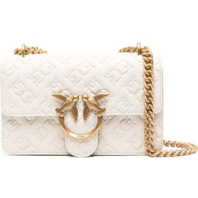 PINKO Love One Schoudertas Leer 21 cm - Dames - bianco seta-antique gold