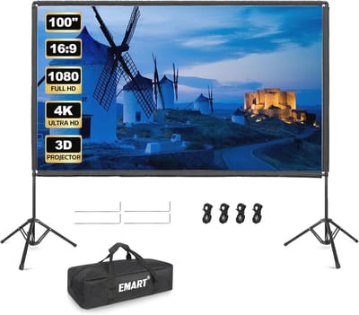 Projectorscherm Met Standaard - Draagbaar Filmscherm - Buitenfilms Kijken - Kreukvrij En Wasbaar - 100 Inch - Wit