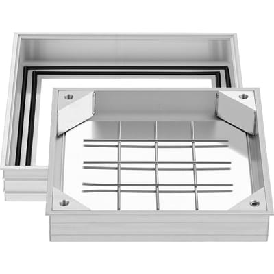 Bouchon de regard avec cadre, 300 x 300 mm Couvercles de visite encastrés invisibles pour fosse septique, Couvercle d'inspection de canal d'évacuation intégré en alliage d'aluminium pour