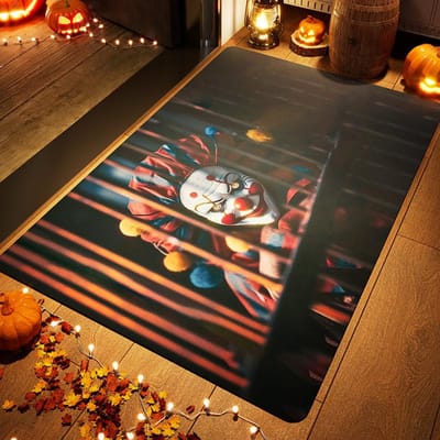 Entree Deurmat Halloween Grijns Thema Tapijt Clown Horror Deur Entree Mat Veranda Vloermat 40x60cm