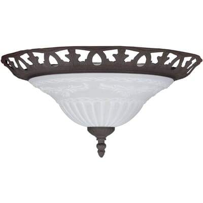 TRIO RUSTICA - Plafonniere - Roestbruin - Albast glas - Metaal - D 38cm - 2x E27 lamphouder