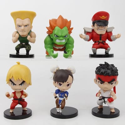 6 stuks/set Spel Street Fighter CHUN LI RYU Ken Guile Akuma PVC Actiefiguur Verzamelaar Model Speelgoed no box black