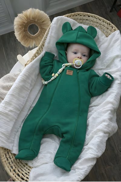 Dartomik - Dubbelgelaagde Baby Jumpsuit - 50 - Twee Ritsen - Kap met Oortjes