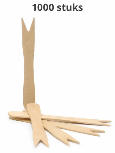 Frietvorkjes Hout 85 mm – 1000 Stuks | Wegwerp Patat Vorkjes | Snackvorkjes Hout | Biologisch Afbreekbaar & Plasticvrij