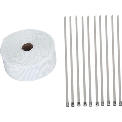 33FT Witte Hoge Hitte Isolatie Uitlaatpijp Wrap Tape Doek voor Auto Motorfiets zwart