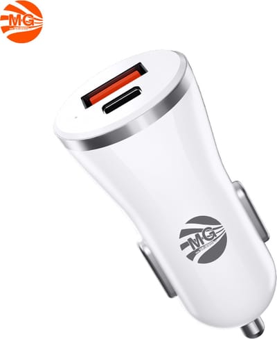 MG - Autolader - 38W - 2 Poorten - USB + Type-C Snellader - Sigarettenaansteker - Power Delivery Telefoon Oplader - Auto Adapter Voor Alle Telefoons - Universeel - Wit