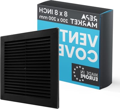 Wandventilatie Rooster - Ventilatiekap Grill - Luchtcirculatie Verbeteren - Met Nylon Gaas - 200 x 200 mm - Zwart