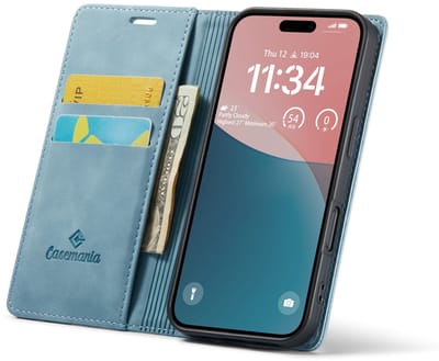 CaseMania Bookcase hoesje geschikt voor Apple iPhone 17 - Effen Aqua - Kunstleer