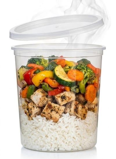 50x Plastic Vershoudbakjes met deksel (stevig) - Meal Prep Bakjes rond - Diepvriesbakjes / 1000ml, 115x138mm - magnetronbestendig, vaatwasmachinebestendig