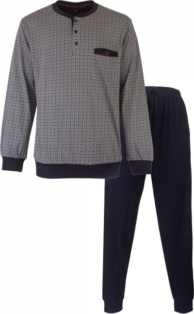 Paul Hopkins Heren Pyjama - Katoen - Met Boorden - Donker Blauw - Maat M