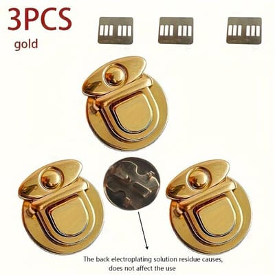 3 stuks Gouden Sluitingen Decoratieve Drukknoopsluitingen voor DIY Handtassen & Handwerk, Stijlvolle Tas Sluitingen, Elegante Accessoire voor Dames Portemonnees, Totes & Tassen