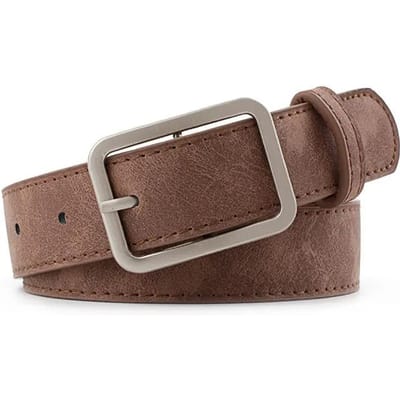 Mode Vierkante Gespen Riemen Vrouwen Zilveren Gesp Leren Riemen voor Jeans Retro Wilde Riemen voor Vrouwen Taillebanden Studentenband 105CM gray