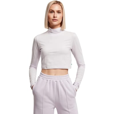 Urban Classics - Organic Cropped Turtleneck Longsleeve top - 3XL - Paars