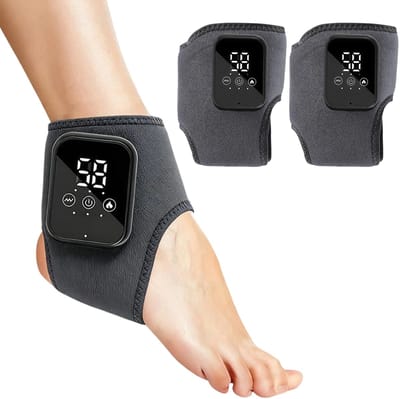 carmdering - Voetmassage apparaat voor neuropathie– Draadloze Elektrische Voet Massager met Warmtefunctie – 3 Massage Intensiteiten en 3 Warmtestanden – 3-in-1 Voetmassage voor Ontspanning en Spierverzorging – Set van 2 - Grijs