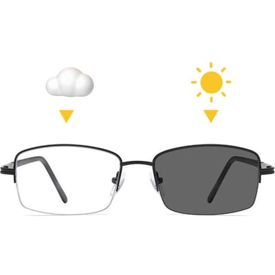 Lunettes tendance à changement de couleur Anti Lumières Bleues Cadre Métallique Rectangulaire Vintage Rétro Lunettes de Protection à Changement de Couleur Femmes Hommes black