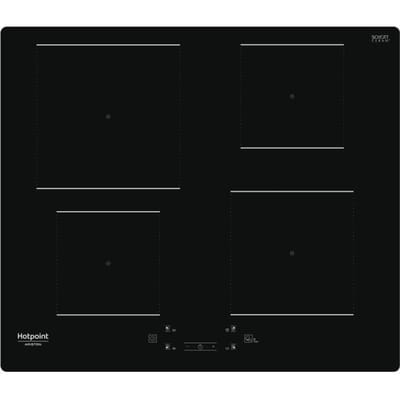 Inductiekookplaat - HOTPOINT - 4 branders - L60 cm - HQ5660SNE - 7200 W - Zwarte glascoating