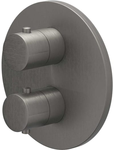 IVY Pact Afbouwdeel Inbouwthermostaat met 3-Weg Stop-Omstel met Rond Rozet - Geborsteld Metal Black PVD