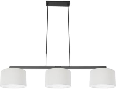 Zwarte 3-lichts hanglamp Stang 3461ZW - Hoogteinstelbaar - Metaal en textiel - Ø30cm kappen - Steinhauer - Landelijk binnen verlichting