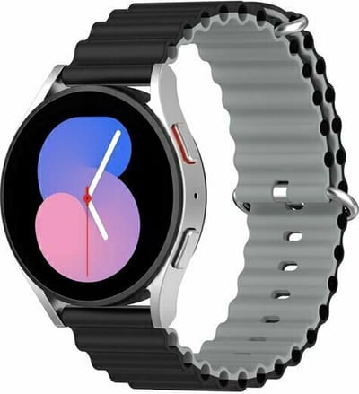 By Qubix - 22mm - Ocean Style siliconen bandje - Zwart / grijs - geschikt voor Huawei Watch 3 / 4 / 5 (pro) - 46mm & geschikt voor Huawei Watch GT / GT 2 / GT 3 (pro) / GT 4 (pro) / GT 5 (pro) / GT 6 (pro) 46mm / Ultimate / Ultimate