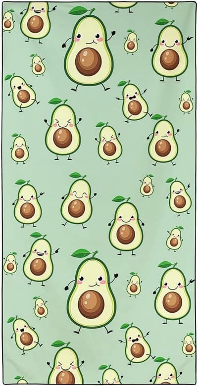 Omgoods - Sneldrogende Lichtgewicht Strandhanddoek, 90 x 180 cm met Avocado Print