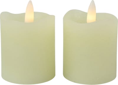 Countryfield LED kaarsen/stompkaarsen - 2x st - creme wit - D5 x H7,2 cm - timer - warm creme wit