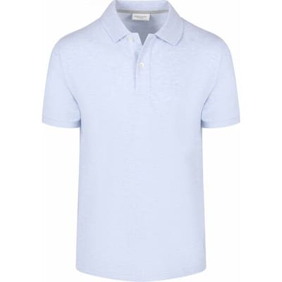 Polo Shirt Korte Mouw Profuomo Piqué Poloshirt Melange Lichtblauw