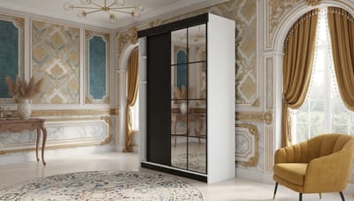 Schuifdeurkast met Spiegel Casa Velluto Milano – Moderne Garderobe voor Slaapkamer en Hal – 138x205x59 cm – Zwart – Hoogwaardig Spaanplaat, Verstelbare Planken en Stabiel Aluminium Schuifsysteem