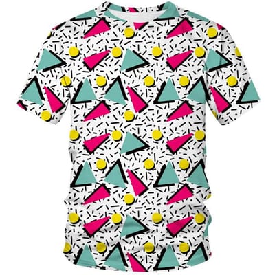 Vintage 80s 90s Grafisch T-shirt Voor Mannen Retro 3D Geprint Geometrisch T-shirts Hip Hop Korte Mouw T-shirts Street Oversized T-shirt 6XL blue