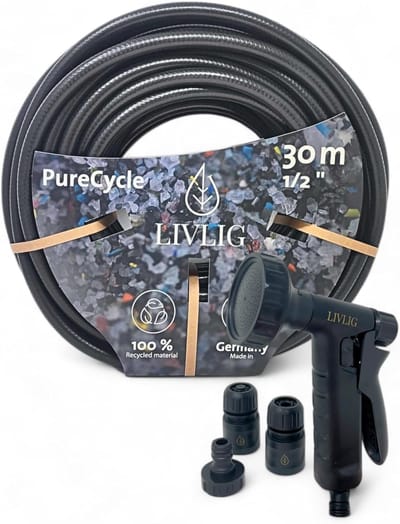 Tuinslang - Flexibele waterslang - Planten water geven - Gemaakt van gerecycled PVC - 30 meter lengte - Zwart