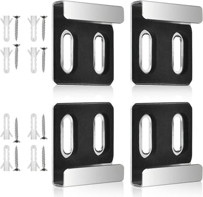 Spiegelhouders Set - Muurbevestiging Clips - Spiegel Ophangen - Krasvrije Bevestiging - 4 Stuks - Zilver