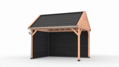 Douglas overkapping zadeldak, 400 x 300, met achterwand en zijwand, Westwood Ruiter Basic