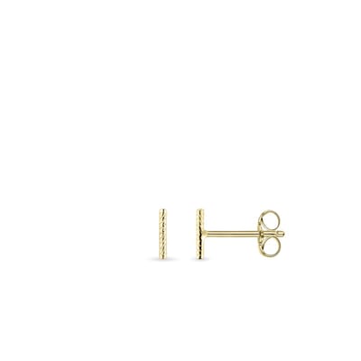Jewels Inc. - Oorbellen - Oorstekers Staaf Gedraaid - 7mm x 1mm - 14 Karaat Geelgoud
