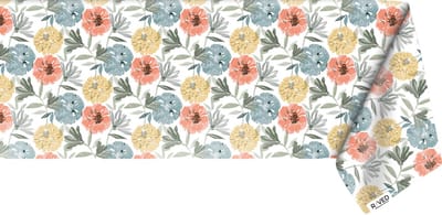 Raved Tafelzeil - 140 cm × 100 cm - Getekende Bloemen – Geel-Rood – PVC – Afwasbaar