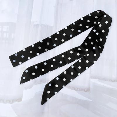 1 stuks Mode Lint Polka Dot Sjaal Bedrukte Dunne Sjaal Hoofdband Koreaanse Stijl Nekdoek Lange Sjaals black