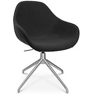 Vergaderstoel Topstar Sitness Life 2.0, draaibaar/zitting in hoogte verstelbaar, armleuningen, B 450 x D 390 x H 440-470 mm, 4-poots onderstel, mat aluminium & stof, zwart