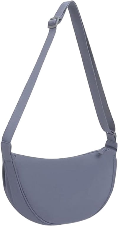Casual dames crossbodytas - Effen kleur - Halvemaanvorm - Met verstelbare schouderband - Meerblauw