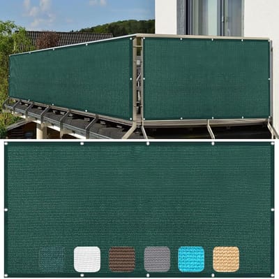 Balkon Privacyscherm 160 x 650 cm Anti-Gluren, Anti-Ultraviolet Beschermt de Privacy Op Het Balkon met Gaten en Kabelbinders Hekscherm Voor Balkon en Terras, Donkergroen