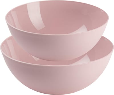 Plasticforte voedsel serveer schalen set - 4x stuks - lichtroze - kunststof - Dia 25 en 28 cm