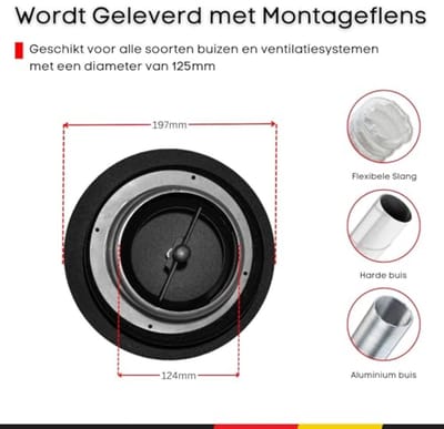 Verstelbaar Metalen Diffusor Rond - 125mm Ventiel voor Luchttoevoer en -afvoer - Ideaal voor Badkamer, Keuken en Garage