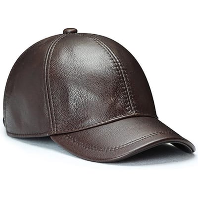 Casquettes à Oreillettes en Cuir de Vachette Véritable pour Homme Casquettes en Cuir de Vachette 100% Véritable pour Homme Automne Hiver Nouvelle Casquette de Baseball Décontractée en Cuir Véritable pour l'Extérieur Adjustable gray