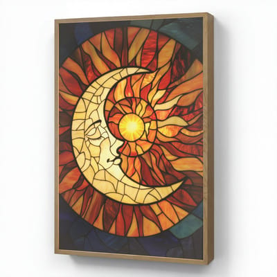 Wandlamp 70x100 cm - Oplaadbaar - Mozaïek - Glas - Maan - Donkerblauw - Wandlampen binnen woonkamer - Slaapkamer lamp - Decoratieve nachtlamp - Vloerlamp draadloos