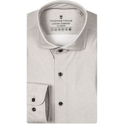 Thomas Maine Overhemd Roma Modern Kent Hyper Stretch Two-Tone Luxury Comfort Soft Grey / male