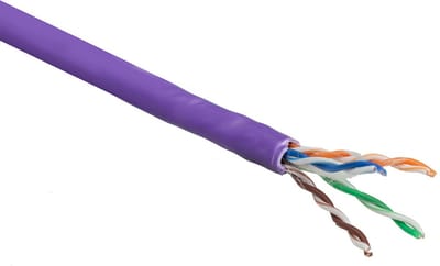 ACT Cat 6 U/UTP massieve installatiekabel zonder adersplitter, LSZH, CPR euroclass DCA, 24AWG, violet 305m