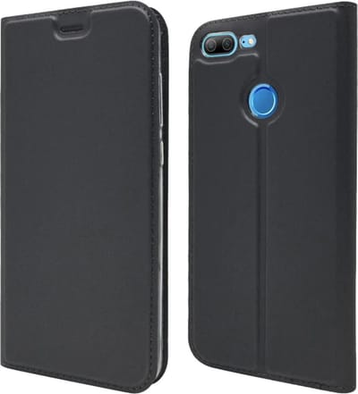 Luxe PU leren bookcase voor Honor 9 Lite | Leren Portemonnee Hoesje | Lederen Wallet Case TPU | Book Case | Flip Cover | Klap - 360 beschermend Telefoonhoesje - met Magneetsluiting | Antraciet | Donkergrijs